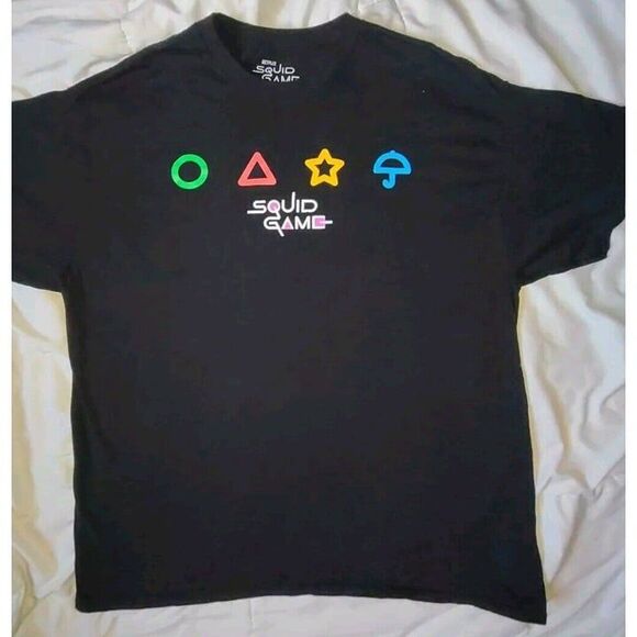 5/$25 Sz XL Adult Squid Game T-Shirt Black 100% Cotton Unisex Netflix - Picture 2 of 6